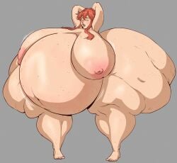 1girls arms_behind_head belly breasts cantankeravian fat_ass fat_rolls fat_thighs female huge_belly huge_breasts huge_thighs hyper_ass hyper_pregnancy hyper_thighs pregnant red_hair sandymoo thighs