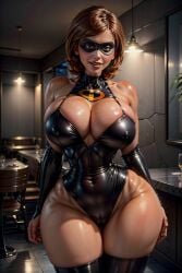1girls ai_generated big_breasts boob_window breasts cleavage elastigirl erect_nipples helen_parr long_hair looking_at_viewer loraart nipple_bulge no_bra solo the_incredibles the_incredibles_2 thick_thighs thighs
