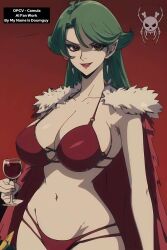 ai_generated beast_pirates_(cosplay) camula female female_only green_hair mynameisdoomguy one_piece red_bikini red_lipstick vampire wine_glass yu-gi-oh! yu-gi-oh!_gx