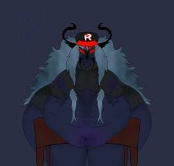 angry beetle belly_overhang blue_body blue_hair blueberry_inflation horns inflation leaking long_hair moobs pest_(regretevator) regretevator roblox roblox_game robloxian swelling tagme wtf