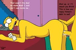 20th_century_studios accurate_art_style creampie cum_inside english_text fjm marge_simpson moe_szyslak partial_male tagme the_simpsons yellow_body yellow_skin