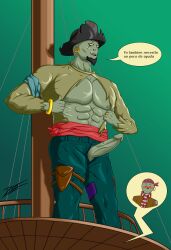 1boy abs beard ear_ring hat male male_only muscular penis penis_through_clothing pirate pirate_zombie plants_vs_zombies plants_vs_zombies_2:_it's_about_time solo swashbuckler_zombie torn_clothes zkurym zombie