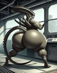 1girls ai_generated alien alien_(franchise) alien_girl alien_humanoid alien_only back_view backboob black_body breasts breasts chubby chubby_female eyeless eyeless_face eyeless_female female female female_xenomorph indoor indoors monster no_eyes nude nude_female overweight overweight_female solo tail thick thick_ass thick_butt thick_hips thick_legs thick_thighs xenomorph