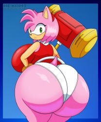 1girls amy_rose anthro ass big_ass big_butt bubble_ass bubble_butt furry hedgehog hexami huge_ass huge_butt panties sega solo sonic_(series) sonic_the_hedgehog_(series) upskirt white_panties