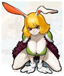 beast_pirates beast_pirates_(cosplay) beast_pirates_uniform bikini_armor blonde_hair breasts carrot_(one_piece) female female_only fur_cape furry furry_female gloves large_breasts one_piece pauldrons rabbit_ears rabbit_girl suggestive_pose zillionaire