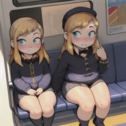 a_hat_in_time aged_up ai_generated blonde_hair blue_eyes chubby chubby_female hat_adult hat_kid light-skinned_female light_skin ponytail suriai thick_thighs thighs wide_hips