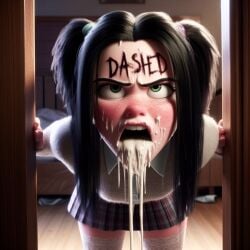 1girls after_rape after_sex ai_generated angry black_hair brother_and_sister cum cum_dripping cum_dripping_down_chin cum_in_mouth cum_leaking cum_leaking_out_of_mouth defeated_heroine degradation disney excessive_cum freckles humiliated humiliation implied_incest implied_oral implied_rape incest incestuous_fantasy older_sister pixar rape raped raped_female raped_girl sibling siblings the_incredibles used_as_an_object violation violet_parr writing writing_on_body