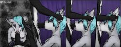 anthro canid canine canis duo ear_pull face_fucking fellatio female hi_res hybrid irrumatio knot male male/female mammal messy nethil oral penile sex tongue wolf zraesin_(character)