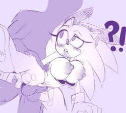 anthro balls big_breasts blush bow_tie breasts bunnysuit duo female genderswap genitals hi_res low-angle_view male missphase mobian_(species) monochrome nipples penis pussy rule_63 sega sonic_(series) sonic_the_hedgehog sonic_the_hedgehog_(series) sonique_the_hedgehog straight vaginal_penetration