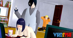 1girls 2boys 3d bent_over bent_over_table black_eyes black_hair blonde_hair blue_hair blush bob_cut boruto:_naruto_next_generations breasts caught caught_in_the_act cheating cheating_wife closed_eyes clothing cuckold desk doggy_style female fingerless_gloves from_behind from_behind_position front_view fully_clothed gloves hair_over_one_eye hyuuga_hinata indoors kneeling male male_penetrating mature mature_female middle_finger milf naruto naruto_(series) netorare nipples ntr office on_knees penetration sasuke_uchiha sex straight uzumaki_naruto vhsephi_yagami xnlara yellow_hair