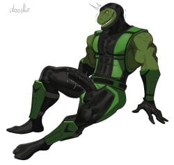 1boy 1male absurd_res anthro assassin black_bodysuit black_gloves bodily_fluids bodysuit bracers clothing cxcxxcxxxx erection erection_under_bodysuit erection_under_clothes erection_under_clothing genital_fluids gloves green_body green_bracers green_eyes green_shin_guard green_skin handwear hi_res impossible_bodysuit impossible_clothes looking_at_own_penis looking_down looking_down_at_own_penis male male_focus male_only mortal_kombat mortal_kombat_3 muscular_arms muscular_male ninja pecs precum precum_through_clothing reptile reptile_(mortal_kombat) reptilian scalie sharp_teeth shin_guards simple_background sitting sitting_on_floor skinsuit solo solo_male startled tabi tight_bodysuit tight_clothing warrior wet wet_clothing white_background