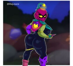 1girls ass back_view big_ass brawl_stars breasts lily_(brawl_stars) majusuco