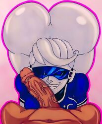 big_ass big_cock big_penis blue-tinted_eyewear cock demon dragon_ball dragon_ball_super dragon_ball_xenoverse fat_ass female_majin jamila_oc majin original_character scouter smile tinted_eyewear