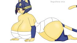 2024 animal_crossing ankha ankha_(animal_crossing) anthro big_ass big_breasts blush dropedartist enormous_breasts furry furry_female furry_only huge_ass huge_breasts looking_at_viewer open_mouth self_upload thick