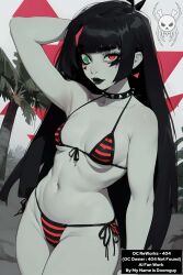 1girls 404 ai_generated alternate_version_available bikini black_hair black_lipstick female female_only gray_skin lips mynameisdoomguy original_character self_upload solo_female spiked_collar triangle_earrings youtube youtube_hispanic