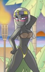 alien alien_girl alien_humanoid beach bikini crown duck_dodgers facial_mark looney_tunes luau martian martian_(duck_dodgers) ocean palm_tree purple_eyes queen_tyr'ahnee warner_brothers white_hair x^j^kny