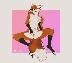 anthro arnius breast_play breasts canid canine clitoral closed_eyes female fox fur hair hi_res leg_markings mammal markings masturbation medium_breasts open_mouth orange_body orange_fur orange_hair pink_background shaking short_hair simple_background socks_(marking) solo teeth_showing touching_self whiskers white_body white_fur