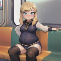 a_hat_in_time aged_up ai_generated blonde_hair blue_eyes chubby chubby_female hat_adult hat_kid light-skinned_female light_skin ponytail stockings suriai thick_thighs thigh_highs thighhighs thighs wide_hips