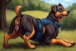 ai_generated anus dog feral feral_only furry harness pussy rottweiler