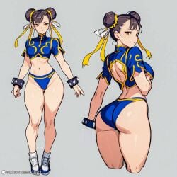 1girls ai_generated amiral_ai bikini breasts brown_hair capcom chun-li cleavage female large_breasts light-skinned_female light_skin street_fighter thick_thighs twin_buns wide_hips