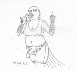 1futa 2020 anthro avian balls balls_in_panties beak bird blue_macaw blue_sky_studios breasts carla_(rio) clothed clothing fur futanari genitals gynomorph hi_res intersex looking_at_viewer monochrome panties penis rio_(series) rio_2 simple_background slightly_chubby smile solo solo_futa traditional_media_(artwork) underwear