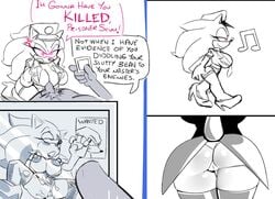 anthro ass balls big_breasts blush breasts clothing duo english_text female genderswap genitals hi_res knuckles_the_echidna legwear male masturbation missphase paizuri penis police police_uniform rule_63 sex sonic_(series) sonic_the_hedgehog sonique_the_hedgehog straight text thigh_highs uniform