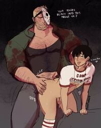 2boys anal anal_sex artist_name ass bara bara_on_femboy blood blood_stain bonding_with_dad bottomless bulldog_position chest_tuft color consensual cosplay costume cum_while_penetrated dad_acts dad_and_son dad_penetrating_son dad_pleasuring_son dad_satisfying_son daddy_acts daddy_and_twink daddy_kink daddy_penetrates daddy_penetrating_twink daddy_pleasuring_twink digital_media_(artwork) doggy_style_position english_text father_penetrating_son father_pleasuring_son father_satisfying_son femboy friday_the_13th from_behind gay gay_daddy gay_incest girly human human_only humans humans_only jason_voorhees_(cosplay) kneehighs male male/male male_on_male male_only males males_only muscular nipples nnsfwbot penetration penis precum sex shirt_lift step-incest stepdad_penetrating_stepson stepdad_pleasuring_stepson stepdad_satisfying_stepson stepfather_penetrating_stepson stepfather_pleasuring_stepson stepfather_satisfying_stepson text twink_and_daddy twink_penetrated whistle yaoi