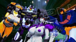 2boys 2girls 3d barricade_(transformers) big_breasts cum cum_in_mouth cum_string female madkatz8 male nipples nobleseven20 penis purple_nipples red_eyes robot robot_girl robot_humanoid seeker_(transformers) slicer slipstream straight transformers trawert trickdiamond yellow_nipples