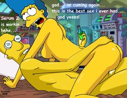 cowgirl_position english_text fjm marge_simpson orgasm_face riding_penis tagme the_simpsons