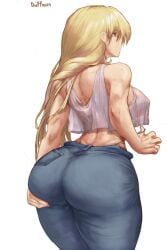 1girls ass ass_focus back_view breasts breasts brown_eyes duffmox female female_only jujutsu_kaisen light-skinned_female light_skin long_hair simple_background transparent_clothing white_hair yuki_tsukumo