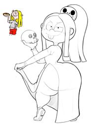 1girls big_ass blackwhiplash cartoon_network ed_edd_n_eddy female freckles kanker_sisters looking_at_viewer mary_mortis may_kanker monochrome original ponytail sketch skull tagme thick_thighs voluptuous wide_hips