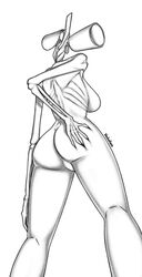 anthro artist_name ass ass_grab black_and_white breasts from_below hobotam rear_view siren_head trevor_henderson