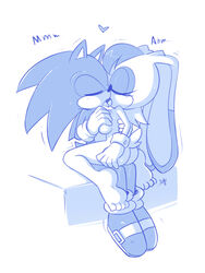 anthro ass aybr big_butt breast_grab cowgirl_position female french_kiss french_kissing hedgehog interspecies kissing male mostly_nude rabbit sonic_(series) sonic_the_hedgehog straight tagme tongue_kiss toony vaginal_sex vanilla_the_rabbit