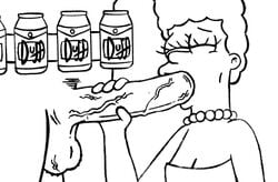 1boy 1girls 20th_century_fox 20th_century_studios beer big_penis duffman fellatio female grabbing_penis marge_simpson milf tagme the_simpsons veiny_penis