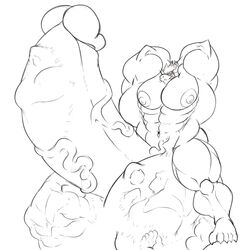 1:1 5_fingers 5_toes ambiguous_gender ambiguous_prey anthro balls big_balls big_muscles big_penis bowser closed_eyes cock_vore erection fingers flexing genitals grin group hand_behind_head hi_res horn huge_balls huge_cock huge_muscles hyper hyper_balls hyper_genitalia hyper_muscles hyper_penis male mario_(series) muscular navel nintendo nipples nude penile penis sachiel_666 smile toes vein veiny_penis video_games vore