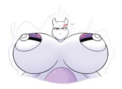 1girls angelthecatgirl angry anthro anthrofied big_breasts eye_contact furry half-closed_eyes looking_at_viewer mewtwo nintendo nipples pokemon pokemon_(species) pokemon_rgby psy_(angelthecatgirl) questionable_consent text watermark