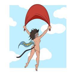 ass between_buttocks cat_girl catra commission dat_ass female female_only flag flag_between_buttocks funny gliding holding_object_between_buttocks humor netflix parody she-ra_and_the_princesses_of_power solo solo_female straight_hair tagme tail vlado