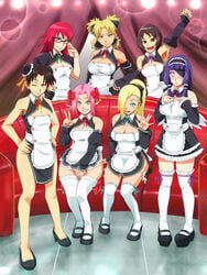 6+girls 7girls :d adjusting_eyewear adjusting_glasses amane_(dream_c_club)_(cosplay) apron aqua_eyes armpits bangs bare_shoulders black-framed_eyewear black_eyes black_hair blonde_hair blue_eyes blush bow bow_legwear breasts bun_cover buttons cleavage cleavage_cutout clenched_hand cosplay couch crossover_cosplay curtains curvaceous detached_sleeves double_bun dream_c_club dream_c_club_(series) earrings embarrassed everyone eyepatch female female_only fingers_together flipped_hair frilled_legwear frilled_socks frills futaba_riho_(cosplay) glasses green_eyes grin hair_ornament hair_over_one_eye hair_tubes hairbow hand_on_hip hands_on_hips heart heart_hair_ornament high_heels high_ponytail hyuuga_hinata indoors jewelry kurotsuchi lace large_breasts legwear lens_flare light-skinned lights long_hair long_sleeves looking_at_viewer maid maid_headdress maid_outfit maid_uniform mari_(dream_c_club)_(cosplay) mary_janes mian_(dream_c_club)_(cosplay) mio_(dream_c_club)_(cosplay) multiple_girls nao_(dream_c_club)_(cosplay) naruto naruto_(series) naruto_shippuden neck_ribbon nose_blush one_arm_up one_eye_closed open_mouth orange_eyes pink_hair platform_footwear ponytail puffy_sleeves purple_hair quad_tails raised_fist red_eyes red_hair reika_(dream_c_club)_(cosplay) ribbon ribbon-trimmed_legwear ribbon_trim sakura_haruno shoes short_hair side_slit sidelocks sitting sleeves_past_wrists small_breasts smile socks socks_and_shoes spiky_hair standing sunahara_wataru take_your_pick taut_clothes temari tenten thigh_socks thighhighs tied_hair uzumaki_karin violet_eyes waitress waving white_legwear white_socks white_thighhighs wide_hips wings yamanaka_ino