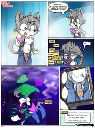 anthro bodily_fluids cid_(vg_cats) domestic_cat english_text erection felid feline felis genitals group hi_res leo_(vg_cats) male male/male mammal nipples nude penis phone scott_ramsoomair selfie shower text tongue tongue_out vg_cats vglewds webcomic