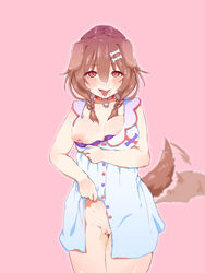 animal_ears brown_hair dog_ears dog_girl dog_tail hazel_eyes heart-shaped_pupils heart_eyes hololive hololive_gamers hololive_japan inugami_korone kemonomimi marumaru2820 nipples no_bra pussy sketch tagme tail tailwag uncensored virtual_youtuber