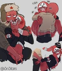 anal anal_sex color colored countryhumans gay grey_background nazi_germany_(countryhumans) rape sex soviet_union_(countryhumans) srstars yaoi