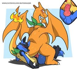 2boys anal anal_penetration anal_sex animal_genitalia animal_penis anthro anthro_on_feral anthro_penetrating anthro_penetrating_feral anthrofied anus ass bite biting_lip black_body black_fur blitzdrachin blue_body blue_fur blush bodily_fluids canine_penis charizard claws conditional_dnp cowgirl_position cum cum_in_ass cum_in_mouth cum_inside dragon duo erection feral feral_penetrated finger_claws fire fur furry gay genital_fluids green_scarf half-closed_eyes interspecies knot larger_male leaking long_neck lucario male male_only male_penetrated male_penetrating male_penetrating_male mammal nintendo on_top open_mouth orange_body original_character patreon paws penetration penile_penetration penis pokémon_mystery_dungeon pokemon pokemon_(species) pokemon_dppt pokemon_on_pokemon pokemon_rgby red_eyes reptile reverse_cowgirl_position scalie scarf sex size_difference small_dom_big_sub smaller_male tail testicles text toe_claws url video_games watermark wings yaoi yellow_body yellow_fur zoophilia