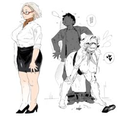 1boy 1girls age_difference big_areola big_breasts big_nipples black_skirt blue_eyes bottomless bottomless_skirt breasts breasts_bigger_than_head bumameuboi business_suit business_woman clothed_female_nude_male clothed_sex erect_nipples faceless_male gilf glasses gray_hair grey_hair hanging_breasts heart heeled_shoes huge_breasts mature mature_female midi_skirt milf nude office_lady old_woman older_female partially_clothed partially_colored pencil_skirt sagging_breasts sex sex_in_skirt skirt skirt_lift skirt_suit smile sweat throwing_it_back tight_skirt trembling uniform upskirt_sex wet white_shirt wide_hips wrinkles