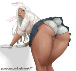 1girls ass big_ass big_breasts big_butt bunny_ears cameltoe dark-skinned_female dark_skin dat_ass female female_only gloves huge_ass huge_thighs lips long_hair miruko my_hero_academia nofuture panties patreon patreon_username pink_eyes rumi_usagiyama school_uniform schoolgirl skirt smile smiling solo thick_ass thick_thighs thighs uncensored underwear url voluptuous white_hair white_panties