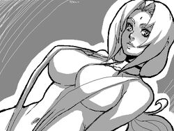 big_breasts breasts monochrome naruto oekaki sling_bikini tchuu tsunade