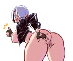 1girls angel_(kof) ass bent_over big_ass breasts dreaminerryday female hair_over_one_eye king_of_fighters latina presenting_hindquarters presenting_pussy thumbs_up