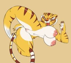 angry anthro big_breasts breasts claws dreamworks fangs felid female female_only fighting_pose fur furry furry_only genitals hi_res high_kick kung_fu_panda mammal master_tigress motion_blur motion_lines naked nude pantherine pose pussy seii3 solo stripes tail thick_thighs tiger wide_hips