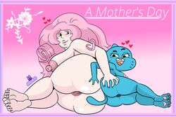 ass ass_grab big_breasts blue_fur breasts cat_humanoid long_hair momokarin01 nicole_watterson pink_hair pussy rose_quartz_(steven_universe) steven_universe tagme the_amazing_world_of_gumball