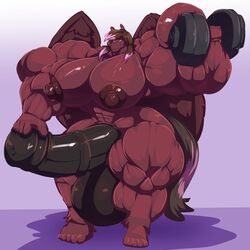 1:1 1futa 5_fingers 5_toes ambiguous_species animal_genitalia animal_penis anthro balls big_balls big_breasts big_muscles big_penis bobert breasts dumbbell equine_penis erection extreme_muscles fingers furry futa_only futanari genitals hair hi_res huge_balls huge_breasts huge_cock huge_muscles hyper hyper_balls hyper_breasts hyper_genitalia hyper_muscles hyper_penis intersex lifting multicolored_hair muscles muscular nude penis smile solo toes weights wings