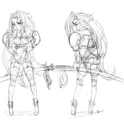 female female_only final_fantasy final_fantasy_vii genderswap_(mtf) monochrome rule_63 sephimom sephiroth sketch